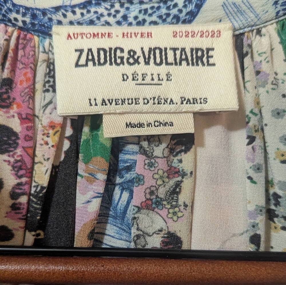 Zadig & Voltaire Défilé Runway AW22 Paris Mixed Print Silk Dress - Picture 6 of 12